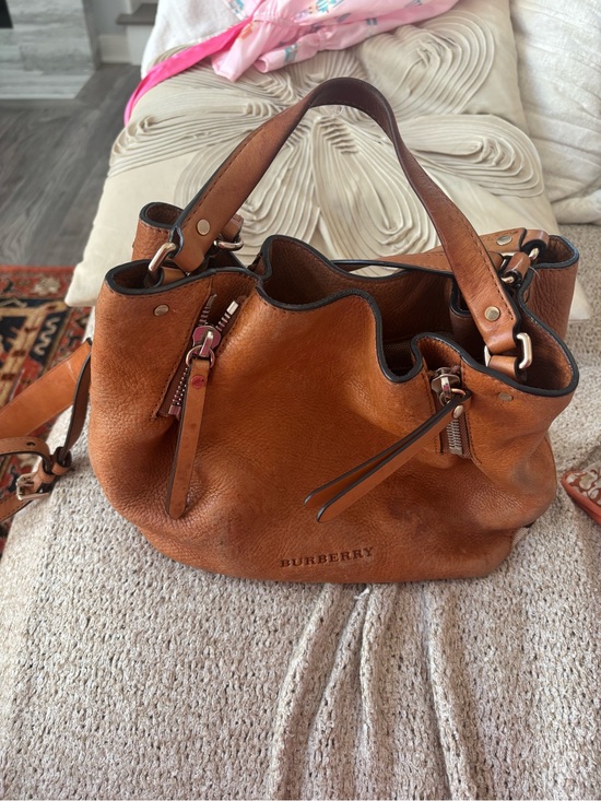 Burberry Handbags - Burberry Tan Leather Shoulder Bag